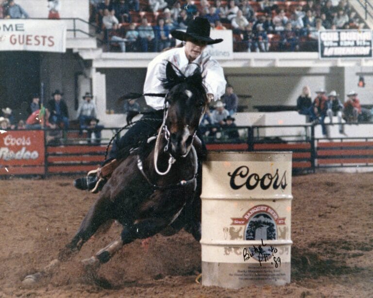 Charmin Cherokee & Joy McDaniel winning a barrel race
